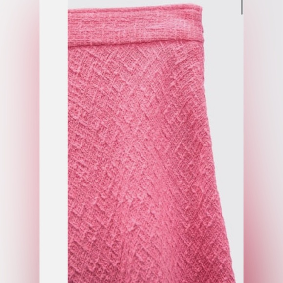NWT ZARA WOMAN NEW LONG TWEED SKIRT High-waisted Faded pink - Picture 8 of 8